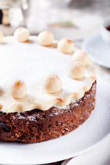 Traditional English Easter cake with marzipan