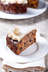 Traditional English Easter cake with marzipan