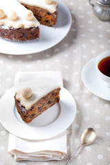 Traditional English Easter cake with marzipan