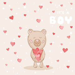 Baby Shower or Arrival Card - with Baby Bear