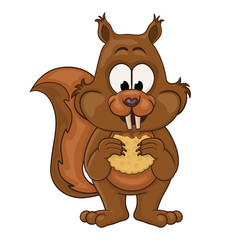 Squirrel with cookie. Funny cartoon character