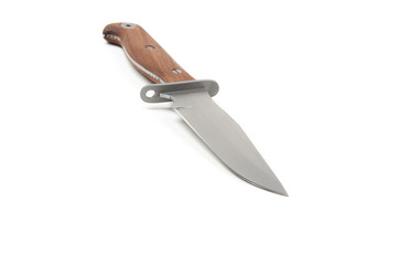 hunting knife with wooden handle, isolated