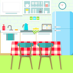 flat kitchen. vector illustration