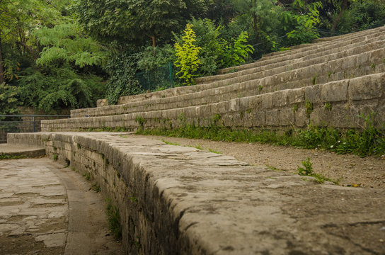 The stone bleachers at Arenes de Lutece are among the remains of one of the largest amphitheaters built by the Romans.