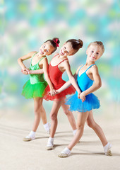 Group of beautiful ballerinas dancing