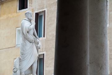 The statue of the famous architect of the Renaissance Palladio near to the Palladian basilica in Vicenza