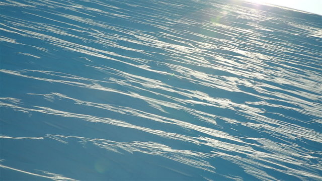 Ice Crust On Snow sun backlit.