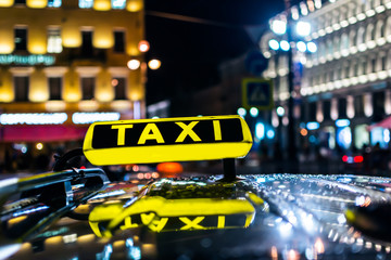 Taxi cab at night