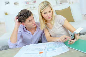 Couple checking their financial situation