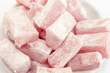 Fresh turkish delight of roses closeup