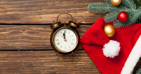 Alarm-clock and christmas baubles
