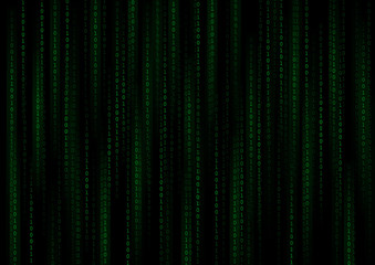Vector : Green binary number on black background