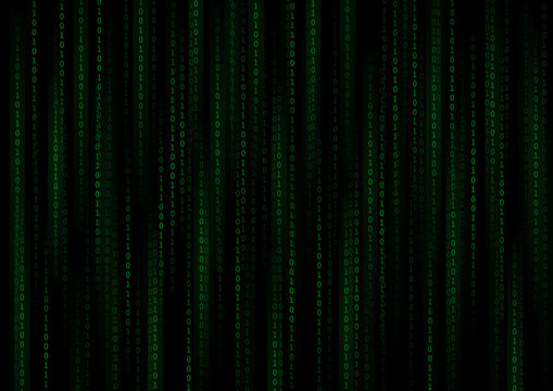 Vector : Green binary number on black background