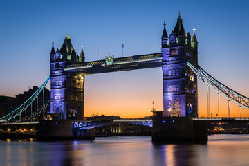 Iconic London Tower bridge during night/early morning, London, Europe