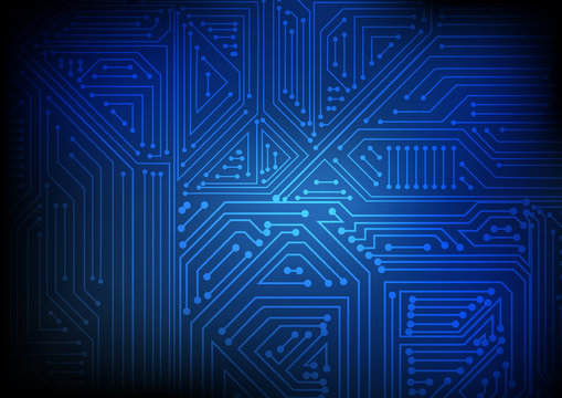 Vector : Abstract electronic circuit on blue background