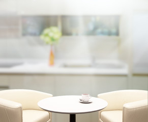 Table Top And Blur Interior of Background
