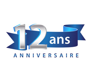 12 Ruban Bleu logo Anniversaire