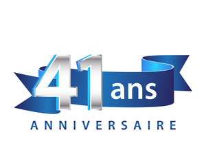 41 Ruban Bleu logo Anniversaire - obrazy, fototapety, plakaty