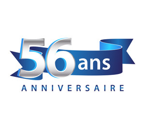 56 Ruban Bleu Logo Anniversaire