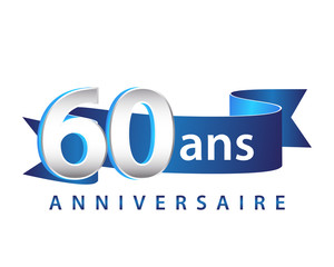 60 Ruban Bleu Logo Anniversaire