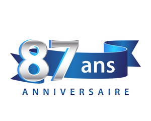 87 Ruban Bleu Logo Anniversaire