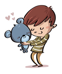 niño con oso de peluche