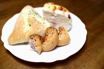 morning bread on the white plate
