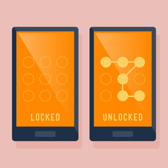 Smart Phone Locked And Unlocked Swipe Icon