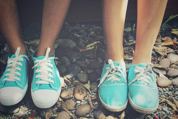 Sneakers with male and female couple