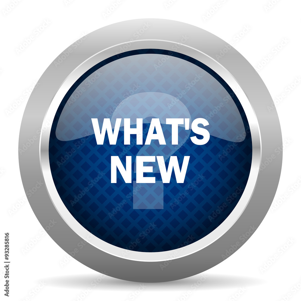 Poster new blue circle glossy web icon on white background, round button for internet and mobile app