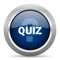 quiz blue circle glossy web icon on white background, round button for internet and mobile app