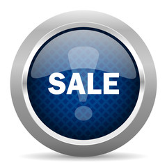 sale blue circle glossy web icon on white background, round button for internet and mobile app