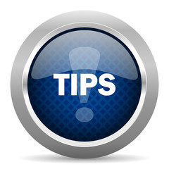 tips blue circle glossy web icon on white background, round button for internet and mobile app