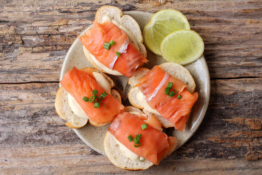 Baguette bread with smoked salmon