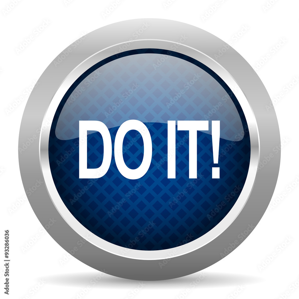 Fototapete do it blue circle glossy web icon on white background, round button for internet and mobile app