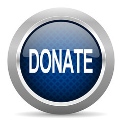 donate blue circle glossy web icon on white background, round button for internet and mobile app