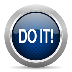 do it blue circle glossy web icon on white background, round button for internet and mobile app
