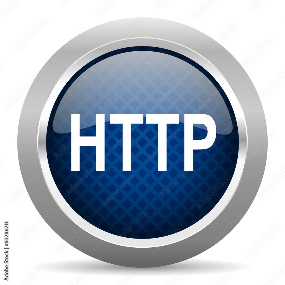 Aufkleber http blue circle glossy web icon on white background, round button for internet and mobile app