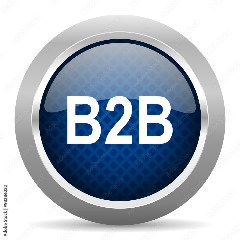 Aufkleber b2b blue circle glossy web icon on white background, round button for internet and mobile app