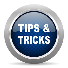 tips tricks blue circle glossy web icon on white background, round button for internet and mobile app