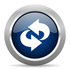rotation blue circle glossy web icon on white background, round button for internet and mobile app