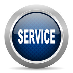 service blue circle glossy web icon on white background, round button for internet and mobile app