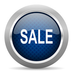 sale blue circle glossy web icon on white background, round button for internet and mobile app
