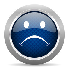 cry blue circle glossy web icon on white background, round button for internet and mobile app