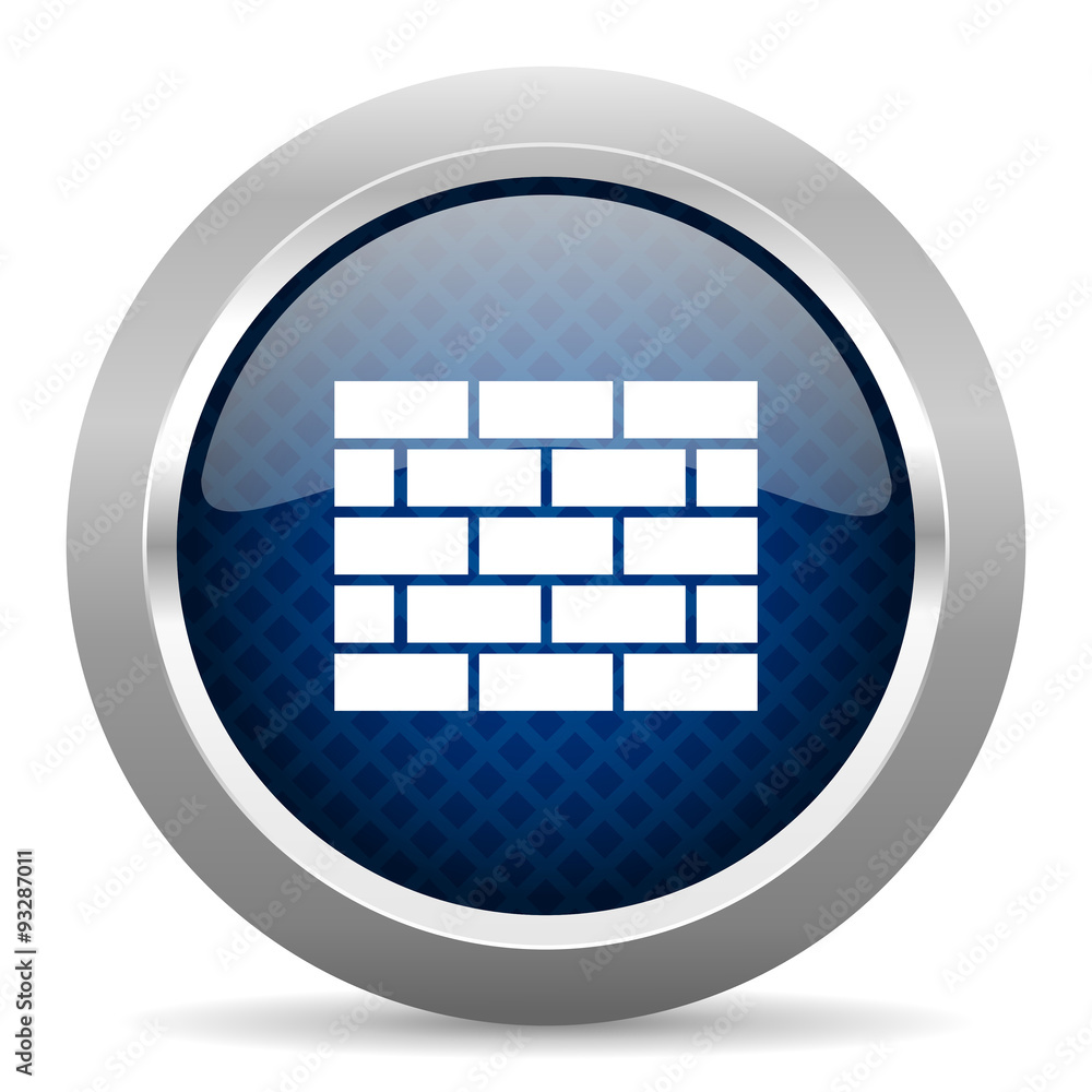 Aufkleber firewall blue circle glossy web icon on white background, round button for internet and mobile app