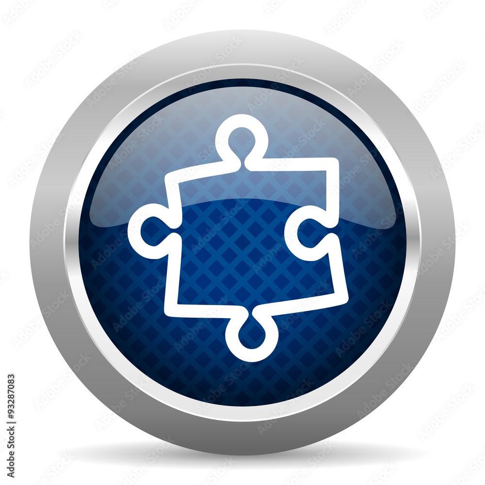 Fototapete puzzle blue circle glossy web icon on white background, round button for internet and mobile app