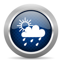 rain blue circle glossy web icon on white background, round button for internet and mobile app