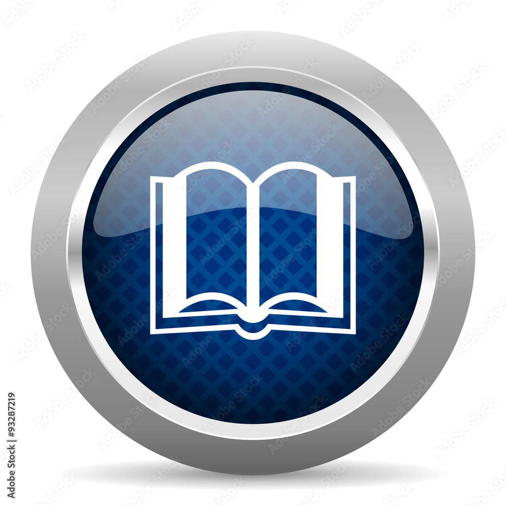 Aufkleber book blue circle glossy web icon on white background, round button for internet and mobile app
