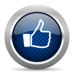 like blue circle glossy web icon on white background, round button for internet and mobile app