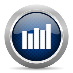 graph blue circle glossy web icon on white background, round button for internet and mobile app